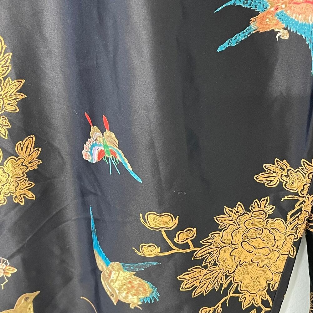 Natori Pajama Pants XL Wide Leg Black Birds Imperial Gold Asian Inspired - Picture 4 of 5
